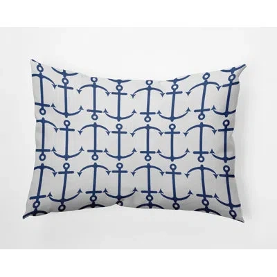 E By Design Polyester Lumbar Rectangular Indoor/outdoor Pillow Cover & Insert In Navy