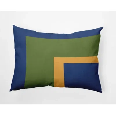 E By Design Polyester Lumbar Rectangular Indoor/outdoor Pillow Cover & Insert In Navy Blue