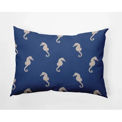 E By Design Polyester Lumbar Rectangular Indoor/outdoor Pillow Cover & Insert In Navy Blue