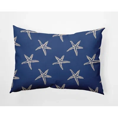 E By Design Polyester Lumbar Rectangular Indoor/outdoor Pillow Cover & Insert In Navy Blue