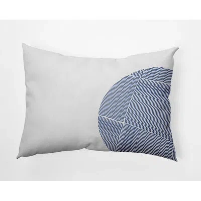 E By Design Polyester Lumbar Rectangular Indoor/outdoor Pillow Cover & Insert In Navy Blue