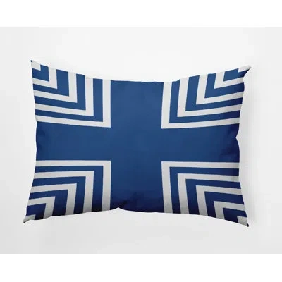 E By Design Polyester Lumbar Rectangular Indoor/outdoor Pillow Cover & Insert In Navy Blue