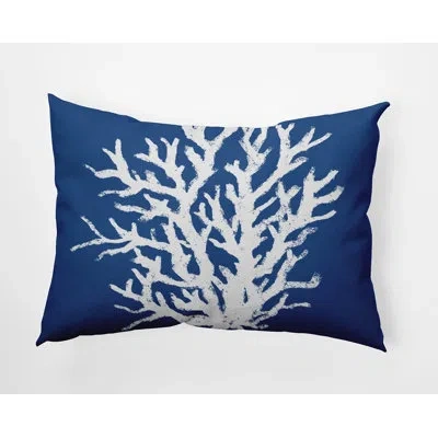 E By Design Polyester Lumbar Rectangular Indoor/outdoor Pillow Cover & Insert In Navy Blue