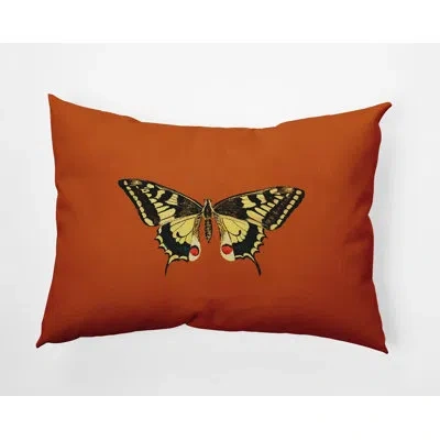 E By Design Polyester Lumbar Rectangular Indoor/outdoor Pillow Cover & Insert In Orange