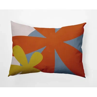 E By Design Polyester Lumbar Rectangular Indoor/outdoor Pillow Cover & Insert In Orange