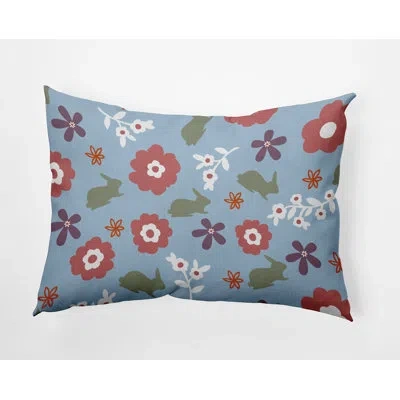 E By Design Polyester Lumbar Rectangular Pillow Cover & Insert By  In Blue