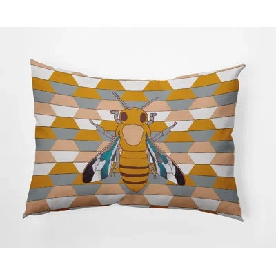 E By Design Polyester Lumbar Rectangular Pillow Cover & Insert By  In Yellow,laurel,beige Geometric