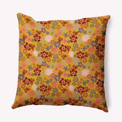 E By Design Polyester Square Pillow Cover & Insert By  In Mustard