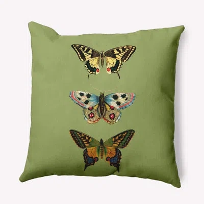 E By Design Polyester Throw Square Indoor/outdoor Pillow Cover & Insert In Apple Green