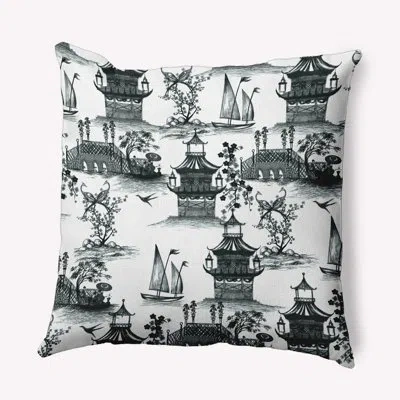 E By Design Polyester Throw Square Indoor/outdoor Pillow Cover & Insert In Black