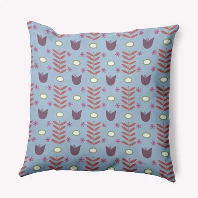 E By Design Polyester Throw Square Indoor/outdoor Pillow Cover & Insert In Blue