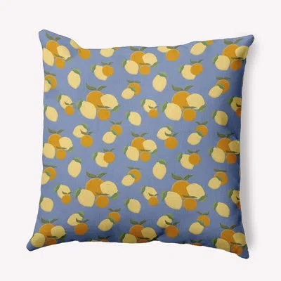 E By Design Polyester Throw Square Indoor/outdoor Pillow Cover & Insert By  In Steel Blue,light Yellow,orange
