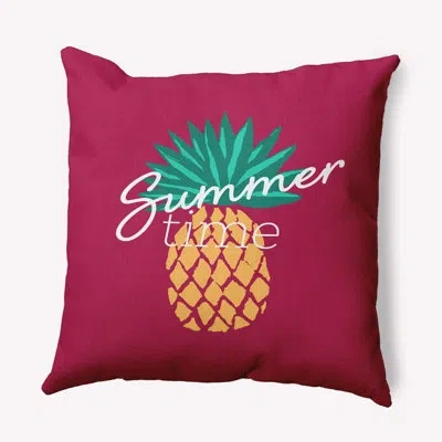E By Design Polyester Throw Square Indoor/outdoor Pillow Cover & Insert In Lipstick Pink