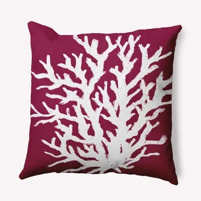E By Design Polyester Throw Square Indoor/outdoor Pillow Cover & Insert In Maroon Red