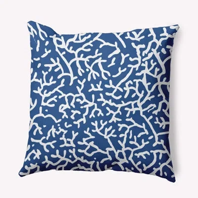 E By Design Polyester Throw Square Indoor/outdoor Pillow Cover & Insert In Navy Blue