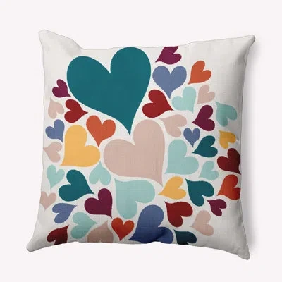 E By Design Polyester Throw Square Indoor/outdoor Pillow Cover & Insert In Teal Apetite