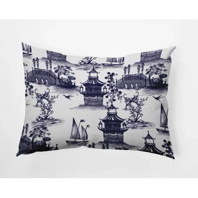 E By Design Polyester/polyester Blend Lumbar Rectangular Pillow Cover & Insert By  In Navy Blue