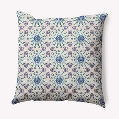 E By Design Polyfill Indoor / Outdoor Floral Square Throw Cushion In Autumn Blue