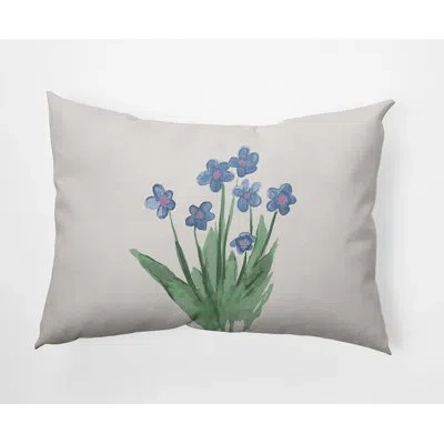 E By Design Pretty Little Flower Outdoor Rectangular Pillow Cover & Insert In Blue