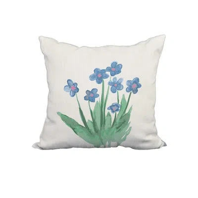 E By Design Pretty Little Flower Print Square Cotton Pillow Cover & Insert In Blue