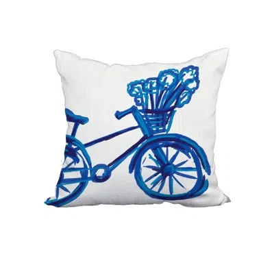 E By Design Print Square Cotton Pillow Cover And Insert In Blue