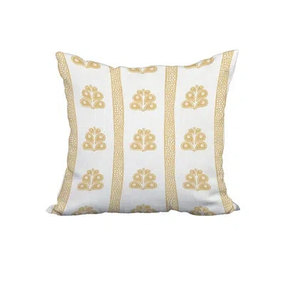 E By Design Print Square Cotton Pillow Cover And Insert In Yellow
