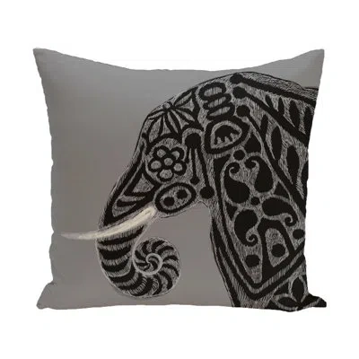 E By Design Print Square Pillow Cover & Insert In Gray