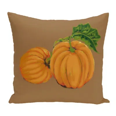 E By Design Pumpkin Patch Outdoor Square Pillow Cover & Insert In Brown