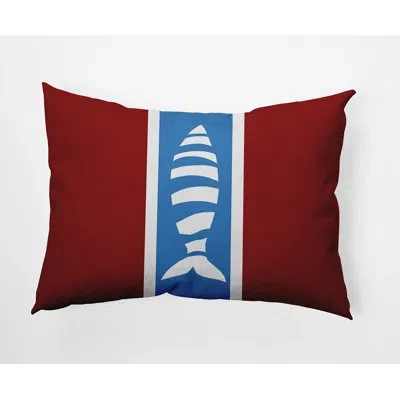 E By Design Puzzle Fish Outdoor Rectangular Pillow Cover & Insert In Red