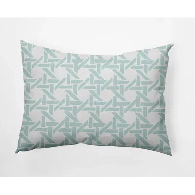 E By Design Rattan Rattan Geometric Rectangular Cotton Pillow Cover & Insert In Pale Blue