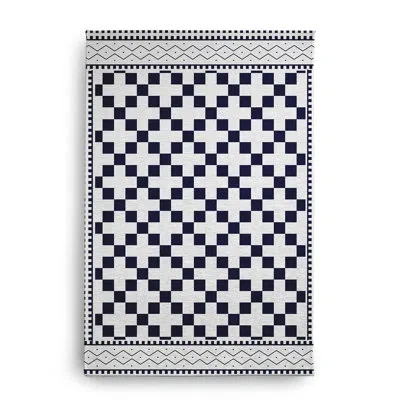 E By Design Rectangle Indoor/outdoor Area Rug With Non-slip Backing In Blue