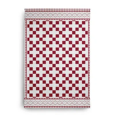 E By Design Rectangle Indoor/outdoor Area Rug With Non-slip Backing In Red