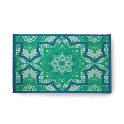 E By Design Rectangle Rectangle 1'6" X 2'6" Indoor/outdoor Area Rug With Non-slip Backing In Blue