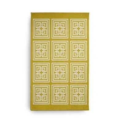 E By Design Rectangle Rectangle 18" X 30" Indoor/outdoor Area Rug With Non-slip Backing In Yellow