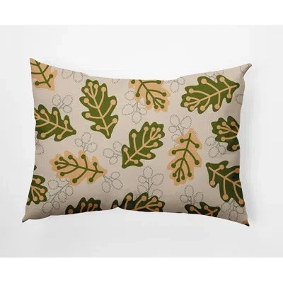 E By Design Retro Leaves Decorative Throw Pillow Rectangle In Olive