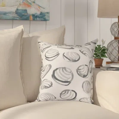 E By Design Rocio Clams Geometric Print Outdoor Throw Pillow In Gray