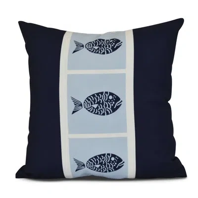 E By Design Sail, Sun, & Fun Outdoor Square Pillow Cover & Insert In Navy Blue