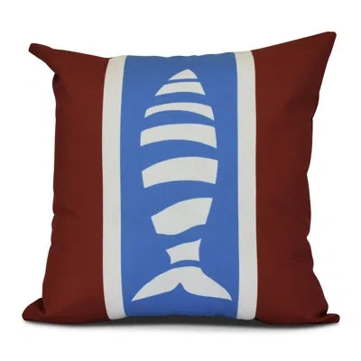 E By Design Sail, Sun, & Fun Puzzle Fish Outdoor Square Throw Pillow In Red