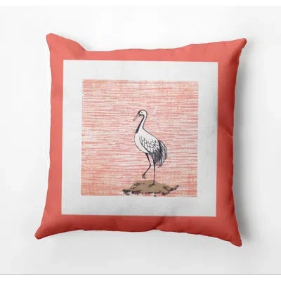 E By Design Sandbar Animal Print Outdoor Square Pillow Cover & Insert In Coral