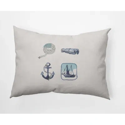 E By Design Sea Tool Rectangular Cotton Pillow Cover And Insert In Off White