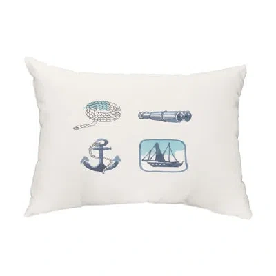 E By Design Sea Tools Outdoor Rectangular Pillow Cover & Insert In White