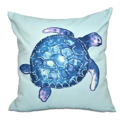 E By Design Sea Turtle Animal Print Square Pillow Cover & Insert In Aqua