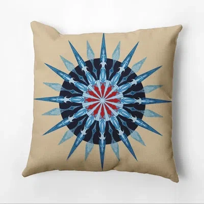 E By Design Sea Wheel Outdoor Square Pillow Cover & Insert In Taupe