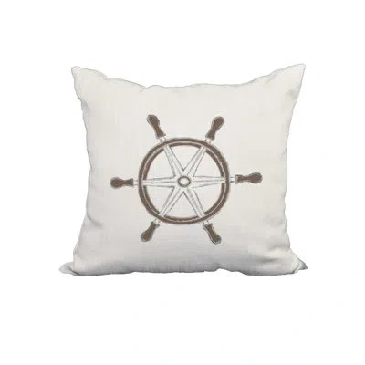 E By Design Ship Wheel Print Square Cotton Pillow Cover & Insert In Ivory