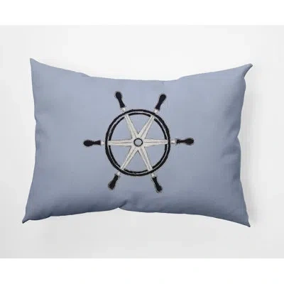 E By Design Ship Wheel Rectangular Cotton Pillow Cover & Insert In Blue