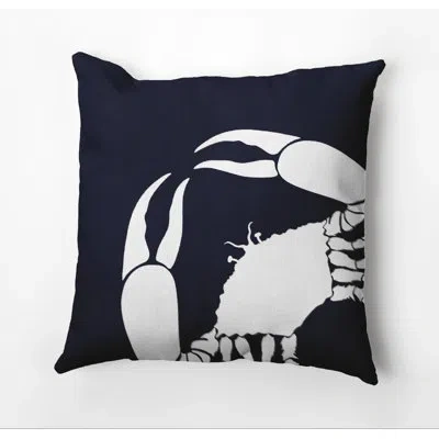 E By Design Shirley Mills Crab Outdoor Square Pillow Cover And Insert In Navy Blue