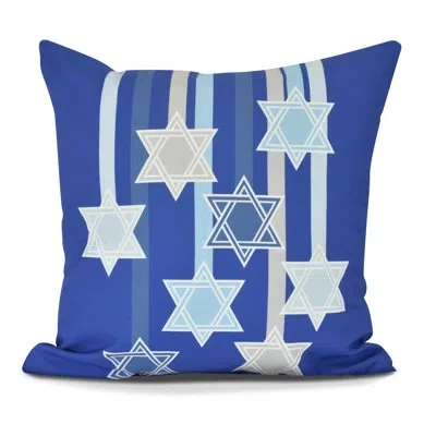 E By Design Shooting Stars Square Pillow Cover & Insert In Royal Blue