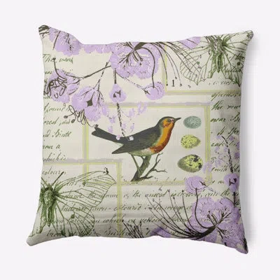 E By Design Singing Bird Decorative Throw Pillow In Lilac