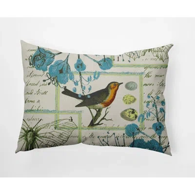 E By Design Singing Bird Indoor/outdoor Lumbar Throw Pillow In Explorer Blue