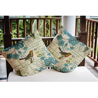 E By Design Singing Bird Indoor/outdoor Throw Pillow In Explorer Blue